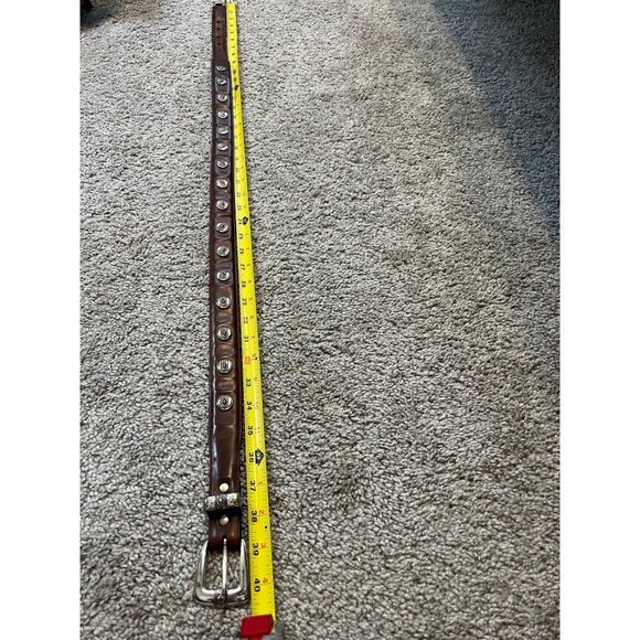 Vintage Nocona Genuine Leather Belt Western Conchos & Buckle 34" Brown - Picture 6 of 8